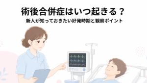 看護師が術後の患者さんをやさしく見守る
